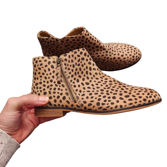 CAT & JACK Big Girls Leopard Print Booties - Picture 1 of 7